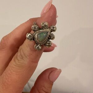 Diamond and opal ring